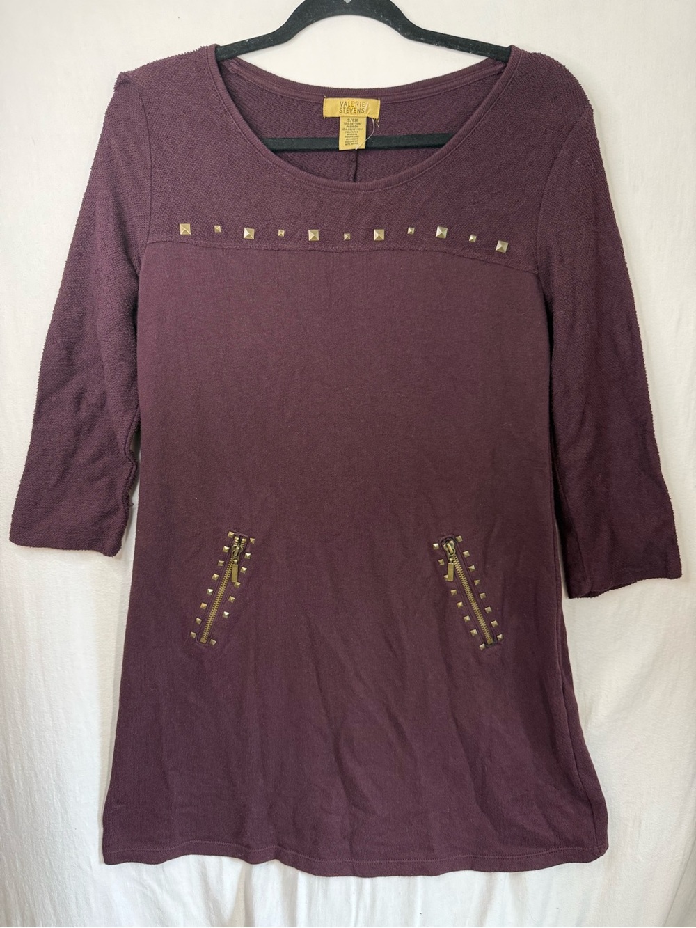 Valerie Stevens Stud-Trim Plum Women's Dress Size S